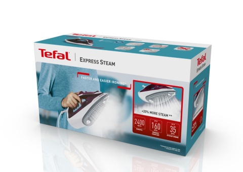 ŻELAZKO PAROWE TEFAL EXPRESS STEAM 2400W CERAMIC ANTI-DRIP STOPA CERAMICZNA