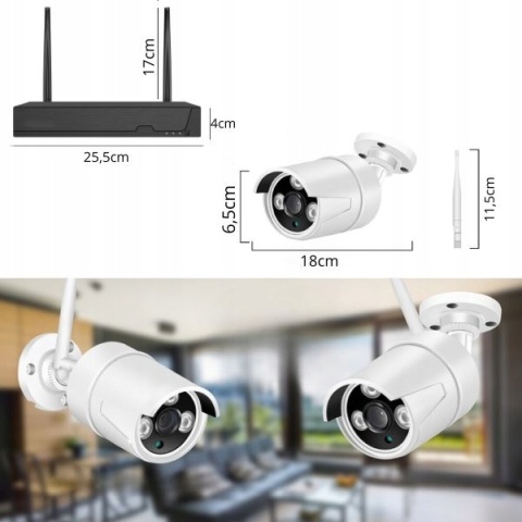 4 KAMERY MONITORINGU 8MP FULL HD WIFI IP66 Z DETEKCJĄ RUCHU NOCNE WIDZENIE