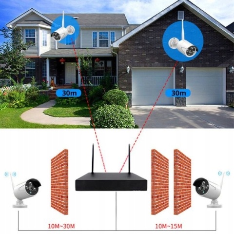 4 KAMERY MONITORINGU 8MP FULL HD WIFI IP66 Z DETEKCJĄ RUCHU NOCNE WIDZENIE
