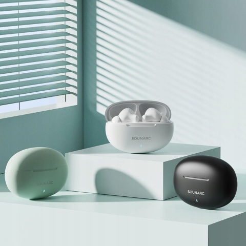 BEZPRZEWODOWE SŁUCHAWKI BLUETOOTH 5.3 SOUNARC Q1 KRYSTALICZNY DŹWIĘK I BASY