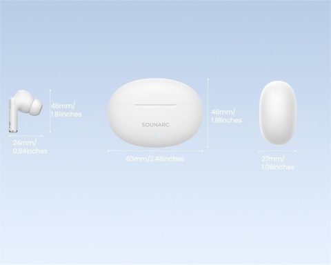 BEZPRZEWODOWE SŁUCHAWKI BLUETOOTH 5.3 SOUNARC Q1 KRYSTALICZNY DŹWIĘK I BASY