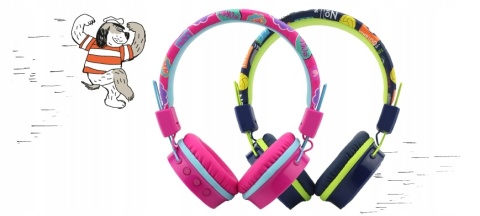 BEZPRZEWODOWE SŁUCHAWKI BLUETOOTH NIEBIESKIE DLA DZIECI Z MIKROFONEM GOGEN