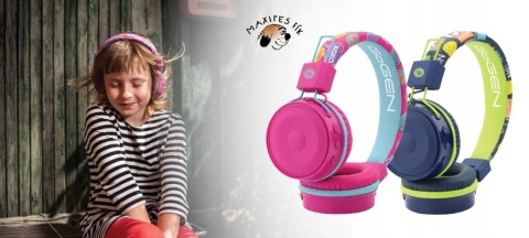 BEZPRZEWODOWE SŁUCHAWKI BLUETOOTH NIEBIESKIE DLA DZIECI Z MIKROFONEM GOGEN