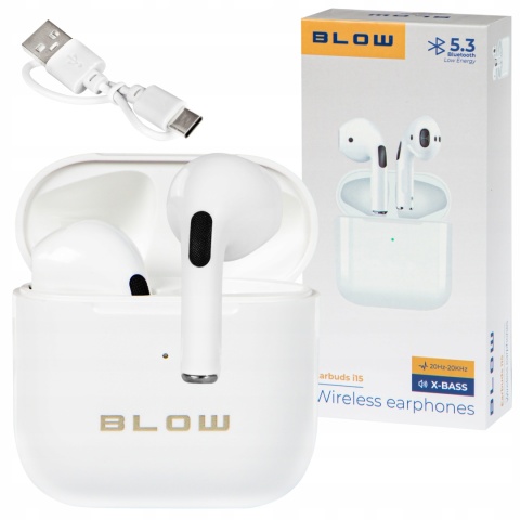BEZPRZEWODOWE SŁUCHAWKI DOKANAŁOWE BLUETOOTH 5.3 Z MIKROFONEM BIAŁE X-BASS