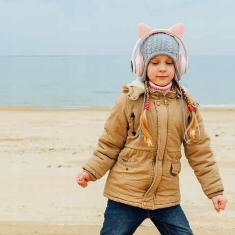 BEZPRZEWODOWE SŁUCHAWKI NAUSZNE KOCIE USZY BLUETOOTH LED RGB DLA DZIECKA