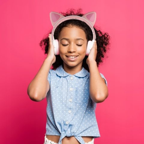 BEZPRZEWODOWE SŁUCHAWKI NAUSZNE KOCIE USZY BLUETOOTH LED RGB DLA DZIECKA