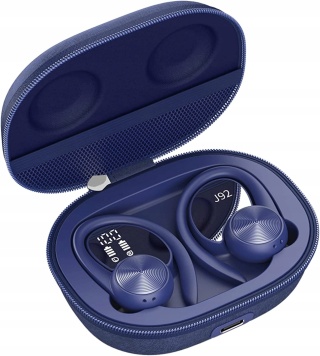 DOKANAŁOWE SŁUCHAWKI BEZPRZEWODOWE MIKROFON WYŚWIETLACZ LED NIEBIESKI IPX5