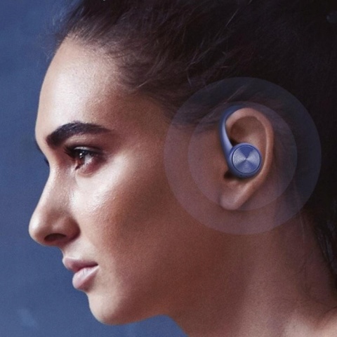 DOKANAŁOWE SŁUCHAWKI BEZPRZEWODOWE MIKROFON WYŚWIETLACZ LED NIEBIESKI IPX5