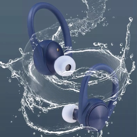 DOKANAŁOWE SŁUCHAWKI BEZPRZEWODOWE MIKROFON WYŚWIETLACZ LED NIEBIESKI IPX5