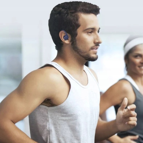 DOKANAŁOWE SŁUCHAWKI BEZPRZEWODOWE MIKROFON WYŚWIETLACZ LED NIEBIESKI IPX5