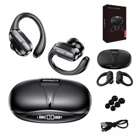 DOUSZNE SŁUCHAWKI BEZPRZEWODOWE LENOVO XT80 CZARNE MIKROFON ODPORNE NA WODĘ