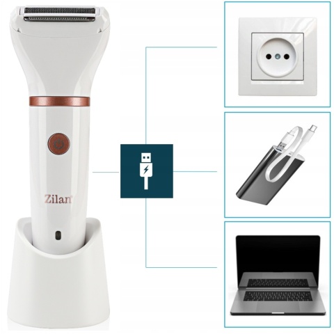 GOLARKA DAMSKA DEPILATOR DO CIAŁA BIKINI NÓG PACH WODOODPORNA USB 3W1