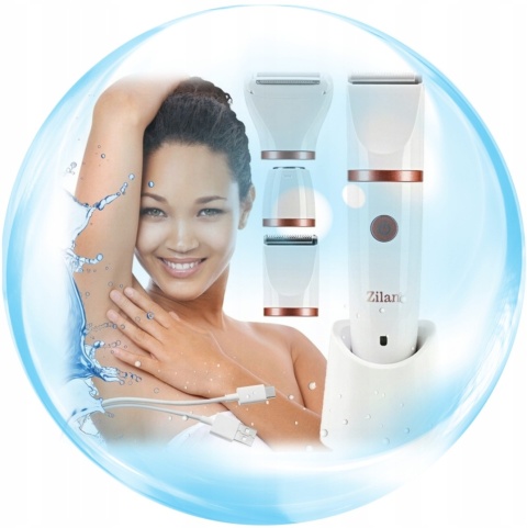 GOLARKA DAMSKA DEPILATOR DO CIAŁA BIKINI NÓG PACH WODOODPORNA USB 3W1