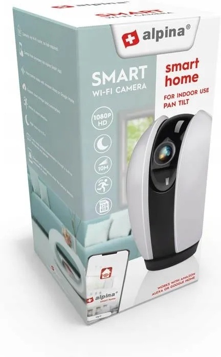 KAMERA IP ALPINA FULL HD OBROTOWA WI-FI DŹWIĘK NOCNA WIZJA 10M MONITORING