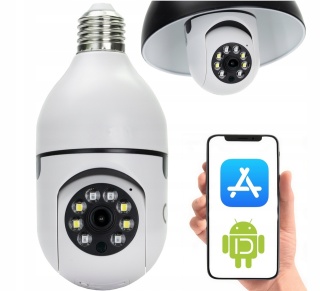 KAMERA IP WI-FI 360° OBROTOWA W ŻARÓWCE E27 - MONITORING NA ŻYWO NOKTOWIZOR
