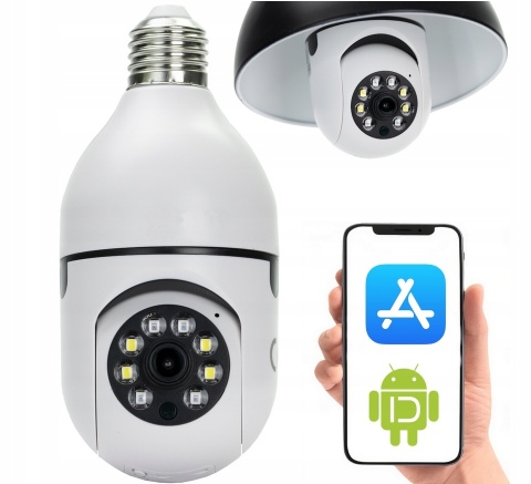 KAMERA IP WI-FI 360° OBROTOWA W ŻARÓWCE E27 - MONITORING NA ŻYWO NOKTOWIZOR
