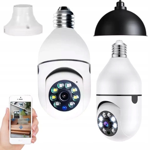KAMERA IP WI-FI 360° OBROTOWA W ŻARÓWCE E27 - MONITORING NA ŻYWO NOKTOWIZOR