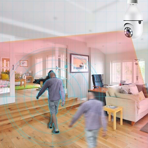 KAMERA IP WI-FI 360° OBROTOWA W ŻARÓWCE E27 - MONITORING NA ŻYWO NOKTOWIZOR