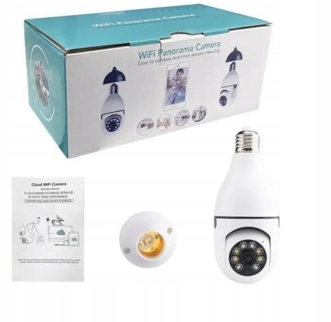 KAMERA IP WI-FI 360° OBROTOWA W ŻARÓWCE E27 - MONITORING NA ŻYWO NOKTOWIZOR