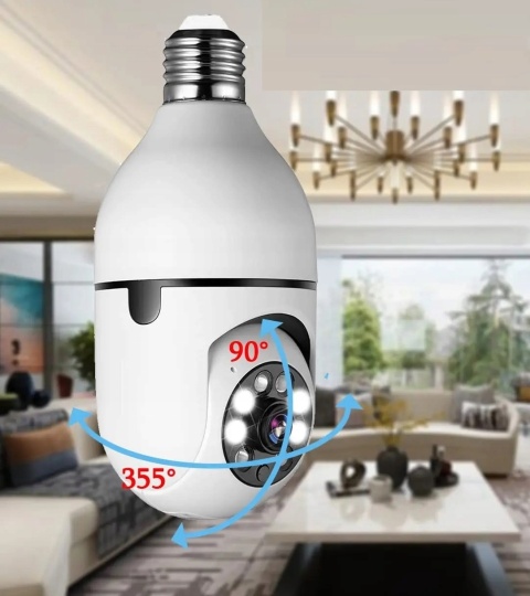 KAMERA IP WI-FI 360° OBROTOWA W ŻARÓWCE E27 - MONITORING NA ŻYWO NOKTOWIZOR