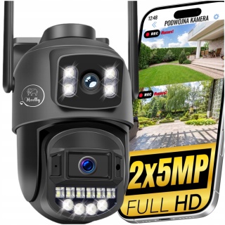 KAMERA IP WIFI PODWÓJNA OBROTOWA ZEWNĘTRZNA 2X5MP ZOOM FHD DETEKCJA RUCHU