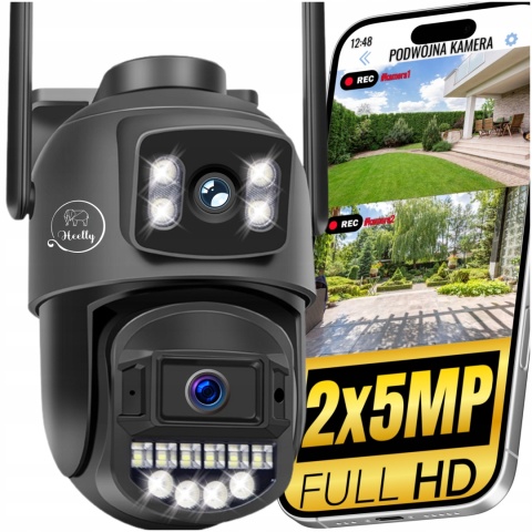 KAMERA IP WIFI PODWÓJNA OBROTOWA ZEWNĘTRZNA 2X5MP ZOOM FHD DETEKCJA RUCHU