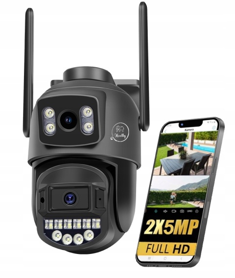 KAMERA IP WIFI PODWÓJNA OBROTOWA ZEWNĘTRZNA 2X5MP ZOOM FHD DETEKCJA RUCHU