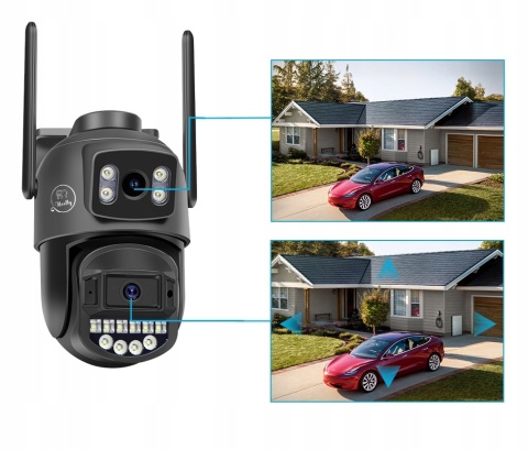 KAMERA IP WIFI PODWÓJNA OBROTOWA ZEWNĘTRZNA 2X5MP ZOOM FHD DETEKCJA RUCHU