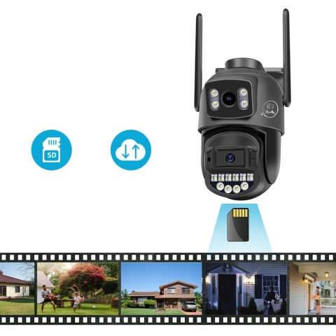 KAMERA IP WIFI PODWÓJNA OBROTOWA ZEWNĘTRZNA 2X5MP ZOOM FHD DETEKCJA RUCHU