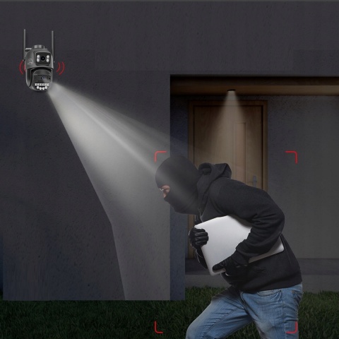 KAMERA IP WIFI PODWÓJNA OBROTOWA ZEWNĘTRZNA 2X5MP ZOOM FHD DETEKCJA RUCHU