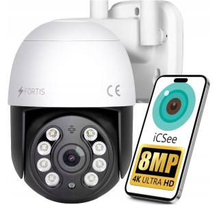 KAMERA ZEWNĘTRZNA OBROTOWA IP WIFI 8MPX 4K ULTRA HD 4x ZOOM DO MONITORINGU