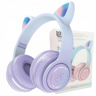 NAUSZNE SŁUCHAWKI BEZPRZEWODOWE DLA DZIECI KOCIE USZY MIKROFON BLUETOOTH5.3