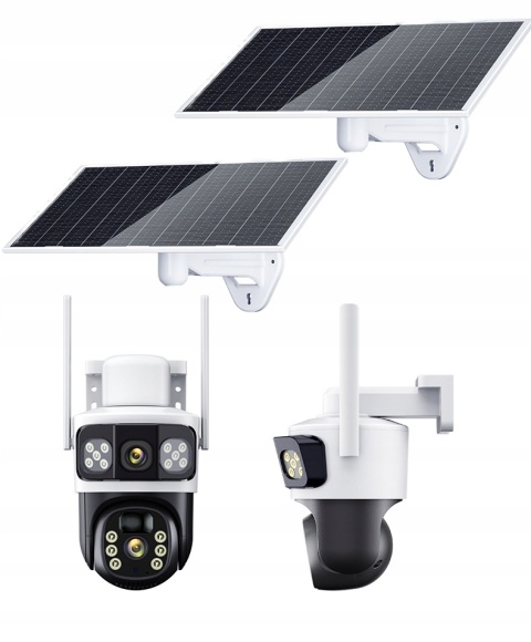 PODWÓJNA KAMERA SOLARNA 4G LTE OBRACANA FULL HD Z KARTĄ SIM I PANELAMI 15W