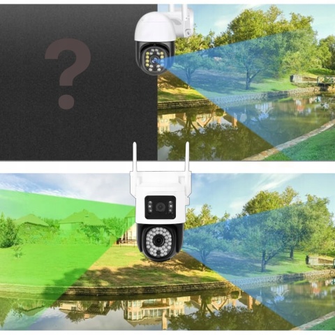 PODWÓJNA KAMERA WIFI 8MPX IP66 Z OBROTOWYM I STATYCZNYM OBIEKTYWEM 4X ZOOM