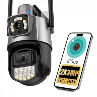 PODWÓJNA OBROTOWA KAMERA IP WIFI 2W1 3MPX/3MPX FULL HD Z RUCHU I AUDIO
