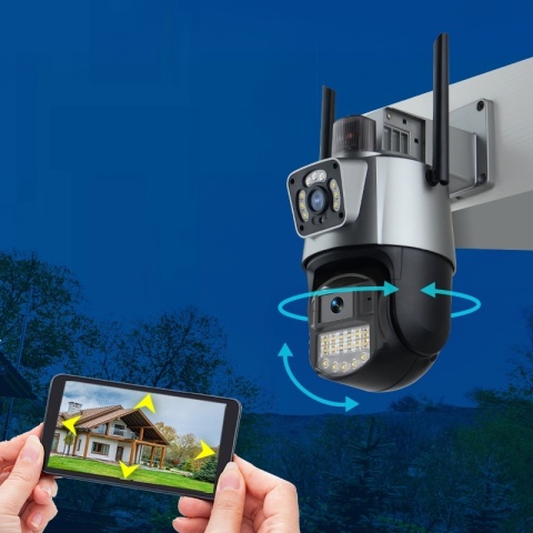 PODWÓJNA OBROTOWA KAMERA IP WIFI 2W1 3MPX/3MPX FULL HD Z RUCHU I AUDIO