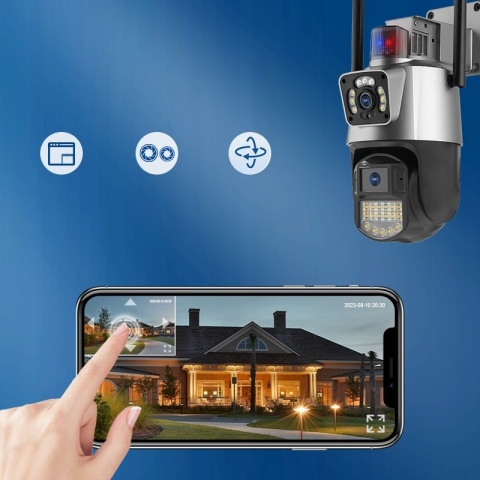 PODWÓJNA OBROTOWA KAMERA IP WIFI 2W1 3MPX/3MPX FULL HD Z RUCHU I AUDIO