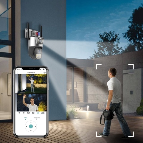 PODWÓJNA OBROTOWA KAMERA IP WIFI 2W1 3MPX/3MPX FULL HD Z RUCHU I AUDIO