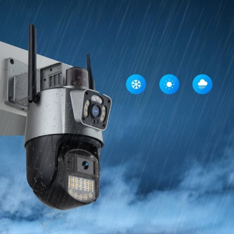 PODWÓJNA OBROTOWA KAMERA IP WIFI 2W1 3MPX/3MPX FULL HD Z RUCHU I AUDIO