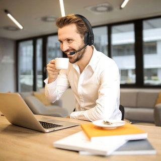 SŁUCHAWKI BEZPRZEWODOWE CALL CENTER NAUSZNE Z MIKROFONEM CZARNE ELEVOC