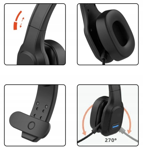 SŁUCHAWKI BEZPRZEWODOWE CALL CENTER NAUSZNE Z MIKROFONEM CZARNE ELEVOC