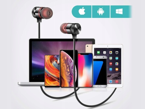 SPORTOWE DOUSZNE SŁUCHAWKI BEZPRZEWODOWE BLUETOOTH IDEALNE DO BIEGANIA
