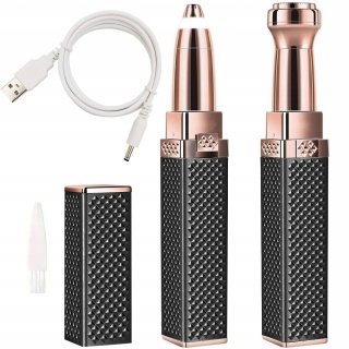 TRYMER DO BRWI GOLARKA DAMSKA DO TWARZY ZESTAW 2w1 KOMPLET USB CZARNY