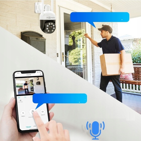 ZEWNĘTRZNA KAMERA IP WIFI 4MPX OBROTOWA 4X ZOOM DETEKCJA RUCHU HD 355° 90°