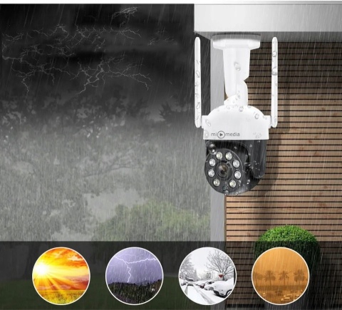ZEWNĘTRZNA KAMERA IP WIFI 4MPX OBROTOWA 4X ZOOM DETEKCJA RUCHU HD 355° 90°