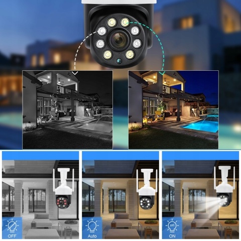 ZEWNĘTRZNA KAMERA IP WIFI 4MPX OBROTOWA 4X ZOOM DETEKCJA RUCHU HD 355° 90°