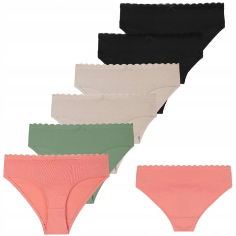 6 par koronkowych fig damskich Moraj DDSK-394, bawełna, rozmiar M