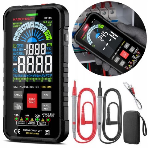 Cyfrowy Multimetr Uniwersalny Tester Habotest True Rms Ncv Lcd Etui