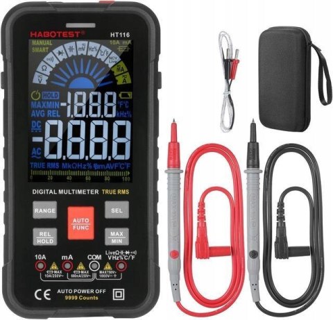 Cyfrowy Multimetr Uniwersalny Tester Habotest True Rms Ncv Lcd Etui