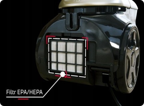 Odkurzacz Workowy 900W Filtr Epa 2L Szczotka 2W1 Ssawka Sofa Miękkie Koła